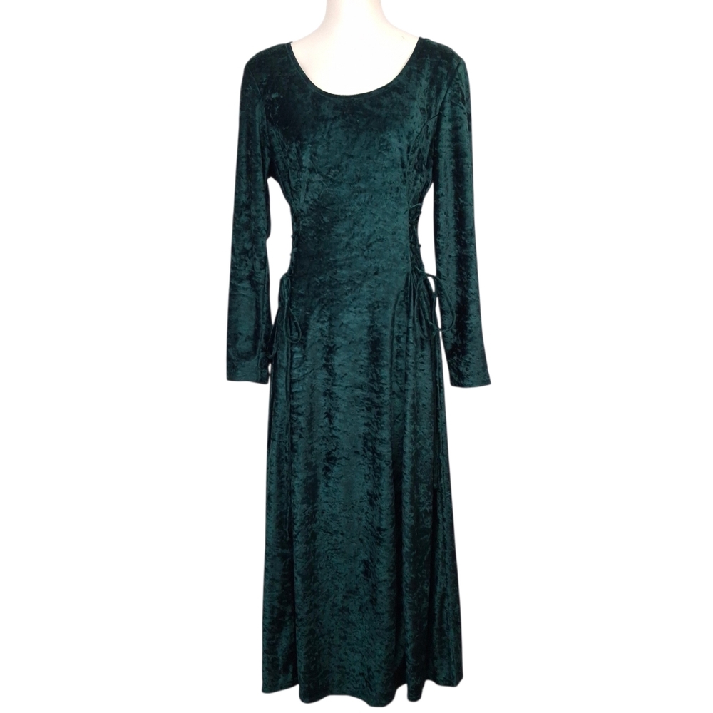 Brett Alixander velvet dress lace up Renaissance Ren Faire cosplay vamp green